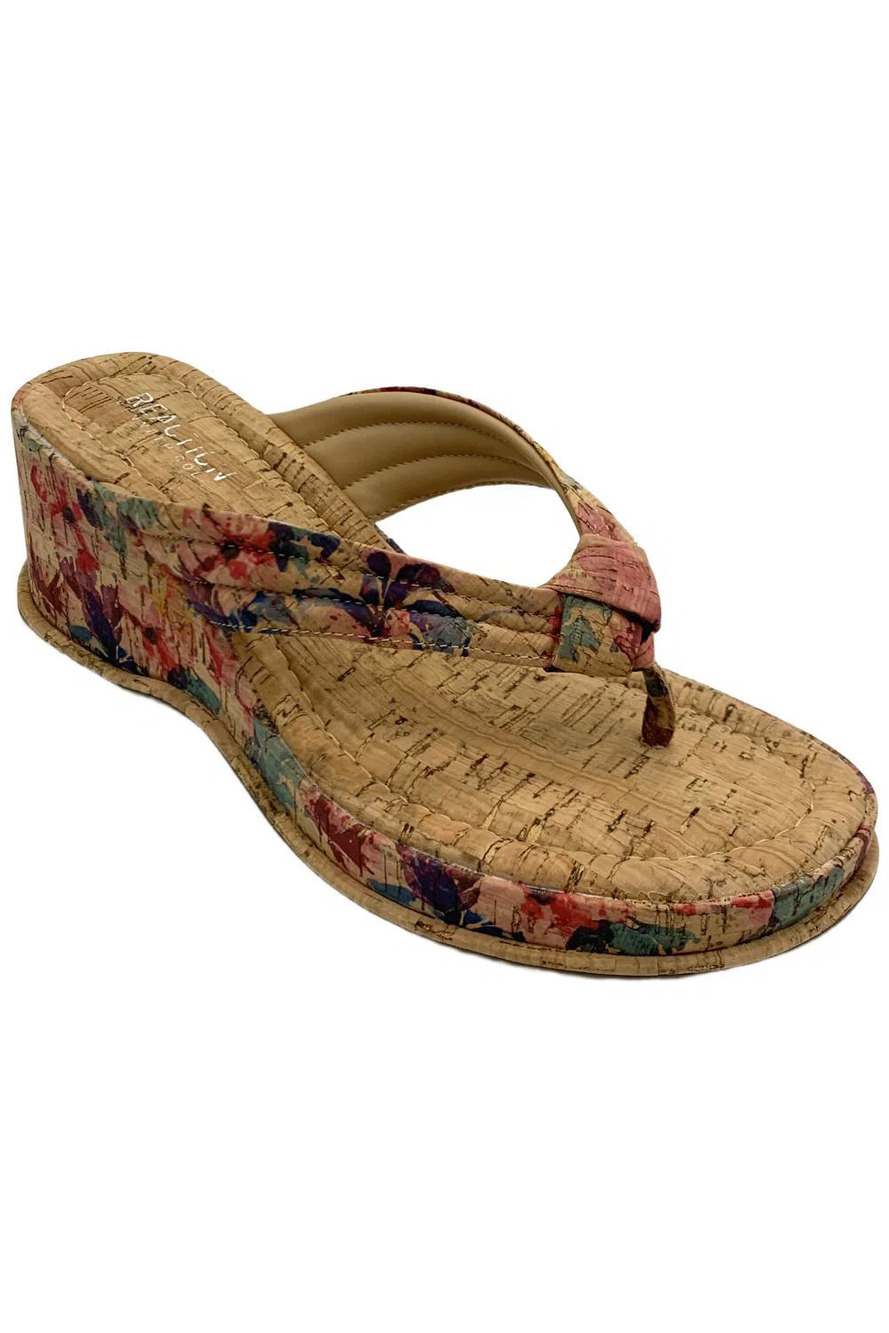 Kenneth Cole Reaction Women's Rixton Thong Wedge Sandal Rose Multi - Medium